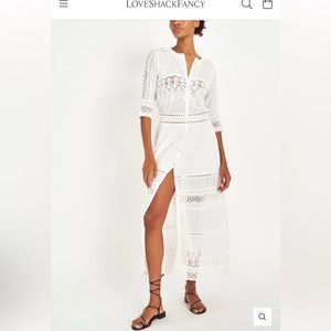 LoveShackFancy Beth Midi Dress in White